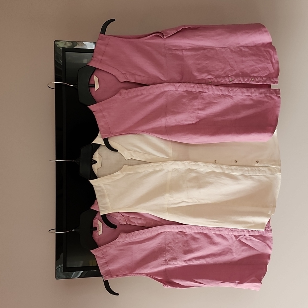 3 x Ladies Marks and Spencer Linen sleeveless blouses US 6 UK 10